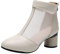 Jamron Donna Elegante Tallone di Blocco Stivaletti Traspirante Maglia Estate Stivali Pumps Beige SN02664 EU40