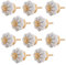 Knober 10 X Möbelknopf Kürbisform klein Keramik Porzellan Vintage Landhausstil Shabby-Chic 34 Ø klassisch edel verziert (Weiss mit goldener Montur)