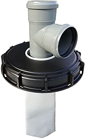 FN-Technik IBC lid filter, rain water filter cover, DN 225 HT DN 75 felt, HT DN 75: branch DN 75 87°