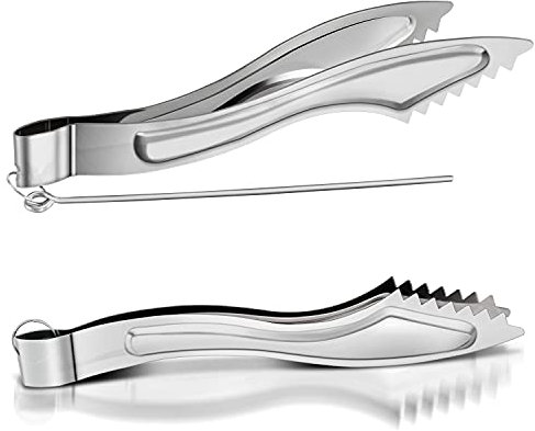 Hookah Tongs Thick Stainless Steel Hookah Coal Tongs with Foil Poker 6.3 Long Sturdy Heavy Duty Hookah Accessories for Smoking Shisha Charcoal BBQ Kitchen Home Tools 2 Pairs (Silvery)