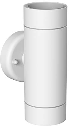 ledscom.de Wandleuchte WEDO für außen, IP44, Up-/Downlight, weiß matt, rund, 2x GU10 max. 35W