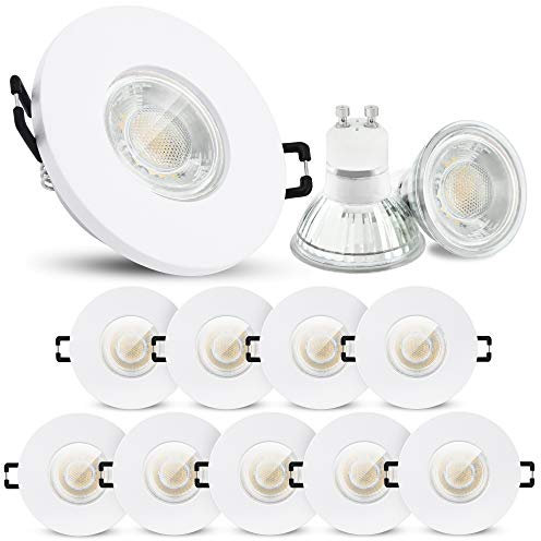 linovum 10 Stück ISAWO Deckenstrahler LED Bad weiß rund IP65 - LED GU10 6W neutralweiß Einbaustrahler 230V für Dusche & Außen