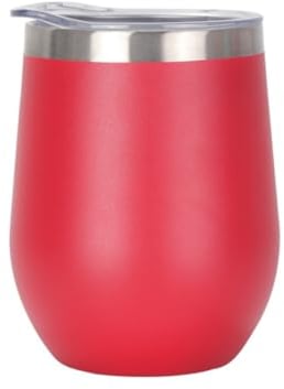Gteller 12 oz Stainless Steel Wine Tumbler Stemless Glasses with Lid, Double Wall Insulated Travel Mug Perfect for Wine, Coffee, Drinks, Champagne, Cocktails (Red)