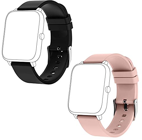 KALINCO 2 x Smartwatch-Armbänder, 20 mm, verstellbar, Ersatzbänder für P22, P96, P32, P36 Smartwatch