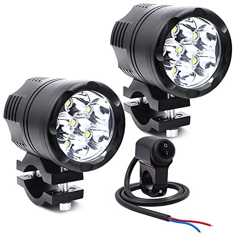 Biqing 60 W Faro Moto Luci Aggiuntive LED, 2 fari anteriori supplementari per moto 12 V/24 V Anti Nebbia Proiettore Spot per Truck Moto Quad Scooter Con 22 mm Moto Interruttori