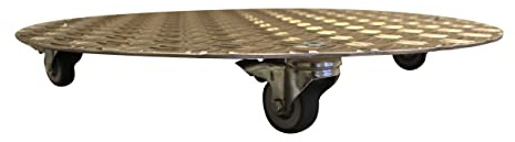 Schlögel GmbH Aluminium Pflanzenroller Riffelblech Riffel3,5/5-200-Ø750 | Blumenroller Untersetzer für Indoor und Outdoor, 4 TPE-Lenkrollen mit Feststellbremse, meerwasserbeständig