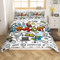 Loussiesd 2-teiliges Bettwäsche-Set mit 1 Kissenbezug, Grafikkonsolen und Controller, Graffiti, für Jungen, Kinder, Teenager, Mehrfarbig, Einzelbett