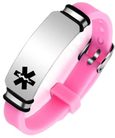 ForeverWill Einstellbares Silikon ADHD Attention Deficit Hyperactivity Disorder Armband, Personalisierter Angepasst Medizinischer Alarm ID Armreif für Frauen Männer Kinder,Rosa