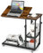 COSTWAY Beistelltisch Holz, höhenverstellbar & neigbar, Sofatisch C-Form, 3 Ebenen Laptoptisch mit Rollen, 80 x 40 x 95 cm, für Wohnzimmer & Schlafzimmer (Vintage)