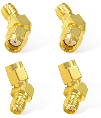 Superbat 4 Stk SMA auf RP-SMA 45°Grad Adapter Kit, FPV Drohnenbrille Antennenadapter Set für FPV Antenne Rennen/Quadcopter Fatshark Goggles WiFi Antenne Verlängerungskabel
