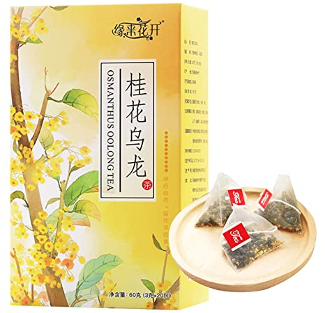 Osmanthus Oolong Tea, 60 g/2.12 oz Fragrans Flower Blended Tea, Flavored Tea Bags Loose Leaf Tea Herbal Tea for Home Office, 20 Count