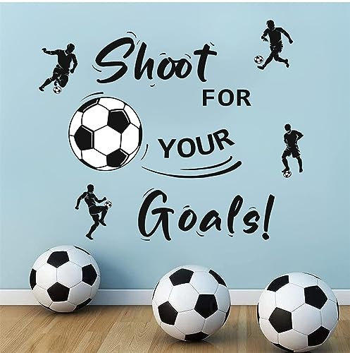 ANHUIB Football Wall Sticker - Black Football Wall Decals for Boys Bedroom & Nursery, Soccer Sport Wall Stickers for Kids Room & Teens Playroom, Classroom Wall Decor