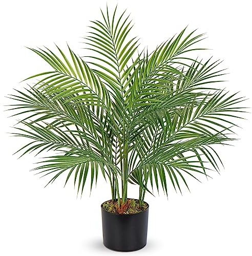 Oairse 90cm Kunstpflanze Areka-Palme Kunstpflanze Palme groß im Topf künstlicher Baum mit 12 Stämmen für drinnen und draußen, Moderne Dekoration, Dekoration Badezimmer Wohnzimmer Schlafzimmer Balkon