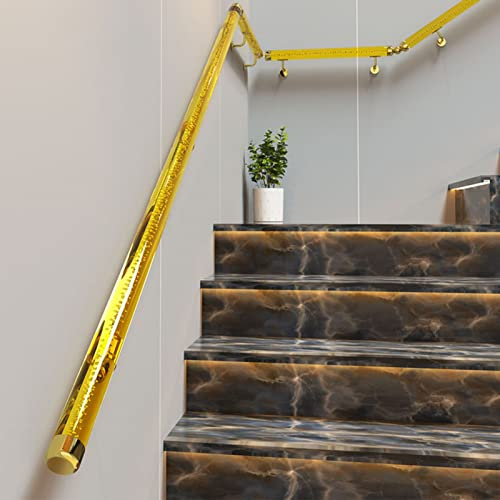 Handläufe Gelber Acryl-Kristall-Treppenhandlauf, Loft-Stufengeländer For Die Sicherheit Älterer Kinder Mit Behinderungen, Haltegriffe An Der Wand Mit Goldenem Befestigungsset ( Size : 160cm/5.2ft (2 p