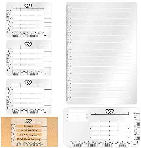 Gerade Linie Schablone Vorlage für Journaling und Umschlag Adressierung Führung Schablone Vorlagen Set Kunststoff Skala Schreiben Kalligraphie Lineal Linie Führung 5 Pack