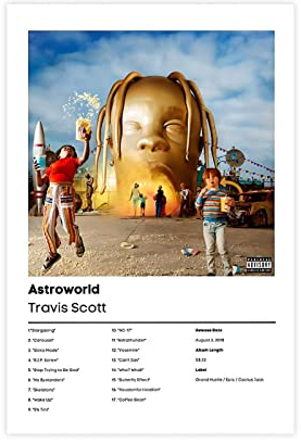 Travis Scott Album-Kunstposter (1) Leinwandposter Wandkunst Dekordruck Bild Gemälde für Wohnzimmer Schlafzimmer Dekoration ungerahmter Stil 30 x 45 cm