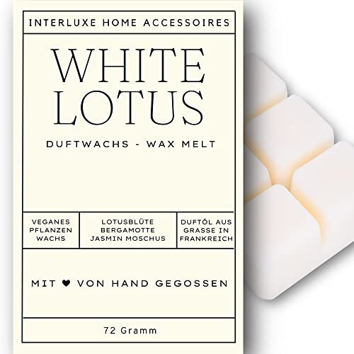 Interluxe Duftmelt Wachsmelt White Lotus angenehm duftend Waxmelt 100% pflanzlich Duftwachswürfel für Duftlampe Wachs mit Duftöl Indoor Melts Duftwachs für Aromalampe