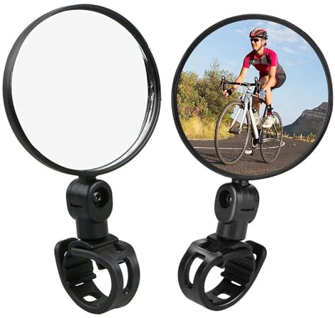 SEMINISMAR Rétroviseur vélo,Retroviseur Velo Guidon,Miroirs De Trotinette Electrique,Rétroviseur Vélo Miroir Convexe 360° Réglable,Vélo Vue Arrière Miroirs Réglable Rotatif Guidon Monté,2PC,L