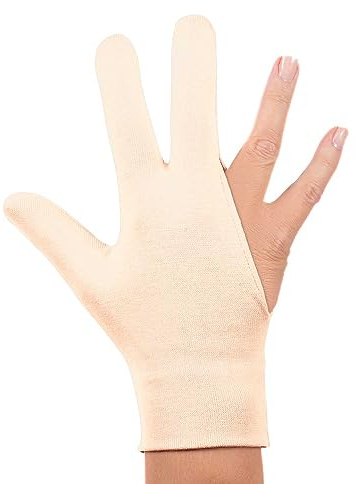 3Finger Glove to help stop Skin Picking, Skin Biting, Thumb and Finger sucking or as a protective cover for sore fingers (Large (10yrs+/Adult), Cream)