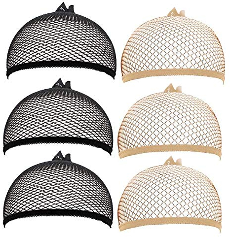 volumoon Perückennetz,Haarnetz als Unterziehaube für Perücken,Atmungsaktive Perückenkappe Set,6 Stück Haarnetz Nylon Wig Cap Perücke Kappen,Offnenes Ende Perückenkappe für Alltagsperücken Fasching