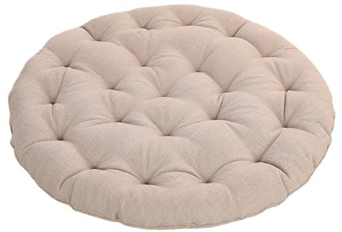 LZTENRETO Große Bodenkissen,Rund Leinen Futon-Kissen Japanischer Stil Getuftet Boden-Kissen Meditations-Kissen für das Sitzen auf dem Boden Fenster-Kissen für Yoga Sofa Balkon (Beige,55x55x8cm)
