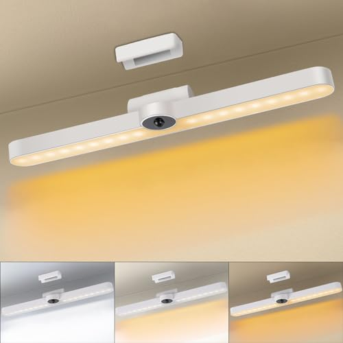 Luce Armadio LED con Sensore, Sottopensile, Lampada da Scrivania e Tavolo Senza Fili, Notturna 3 Colori, Ricaricabile USB per Cucina Scale Corridoio