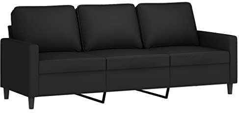 vidaXL Sofa 3-Sitzer, Loungesofa Couch mit Armlehnen Rückenkissen, Wohnzimmersofa Designsofa Metallgestell, Sitzmöbel Dreisitzer, Schwarz Samt