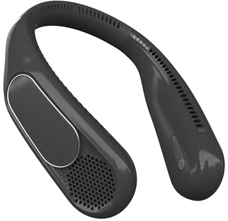 Portable Neck Fan, Rechargeable Bladeless Cooling Device with 6000mAh Battery, 360° Airflow, 3 Speeds, Hands-Free USB Wearable for Men Women Kids (Black)