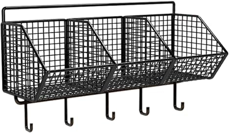 Folpus Hängekorb 3 Gitter, Obst Aufbewahrungskörbe, hängende Obstkörbe, selbstklebend, hängende Lagerung Organisator, Metallgitter Körbe abnehmbar für Küche Bad Schränke, stil b