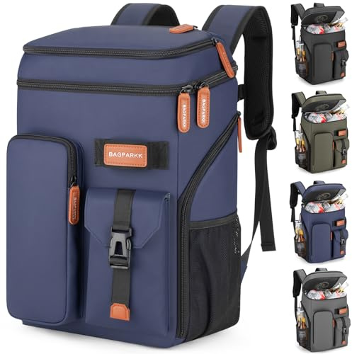 BAGPARKK Isolierter Kühlrucksack, 33 Dosen, multifunktional, doppelstöckig, auslaufsicher, Kühltasche mit Brustgurt, große Kapazität, leicht, Reisen, Camping, Strandrucksack