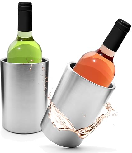 BigDean 2er Set Weinkühler aus doppelwandigem Edelstahl – Flaschenkühler für Wein & Champagner – Sektkühler mit langer Kühldauer