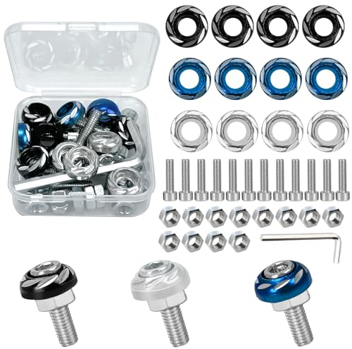 12 STK Kennzeichen Schrauben Set mit Bohrspitze, M5*20mm Motorrad Nummernschild Schraube, Aluminiumlegierung Kennzeichenschrauben für Motorräder, Fahrzeuge, Autos Nummernschild