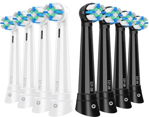 Ersatzbürstenköpfe kompatibel mit Braun Oral-B iO 3/4/5/6/7/8/9/10 Series Elektrische Zahnbürsten, 8 Stück, Schwarz/Weiß