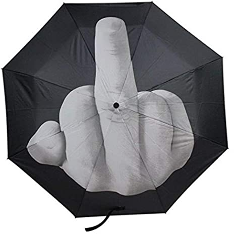 Regenschirm mit Mittelfinger, Mittelfinger Regenschirm 38,6 x 22 Zoll Klappbarer Dach mit Mittelfinger Geschenken Windschutz UPF40+ Sonnenschirm Regenschirm für Männer Frauen lustig Geschenk