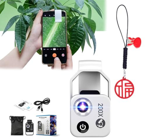 Nanozoom for iPhone, Nanozoom 200x Magnification Zoom, Nano Zoom 200x, Mini Nanozoom X200 Camera, Nanosight x200, Nanozoom 200x for Cell Phone, Nano Zoom for iPhone Microscope Cell Phone Lens (White)