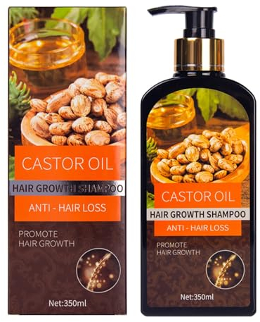 NAOLVE Castor Oil Hair Growth Shampoo, Rizinusöl Shampoo Gegen Haarausfall für Männer und Frauen, Rizinusöl-shampoo für Haarwachstum Beschleunigen, Natürliche Inhaltsstoffe, für Alle Haartypen, 350ml