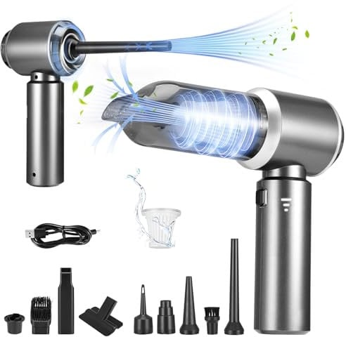 Handstaubsauger Akku Kabellos,15000Pa Auto Staubsauger Stark, 4 in 1 Mini Autostaubsauger mit Staubgebläse Gebläse Vakuumpumpe, Rechargeable Hand Vacuum Cleaner für Tierhaare Reinigung (Gunmetal)