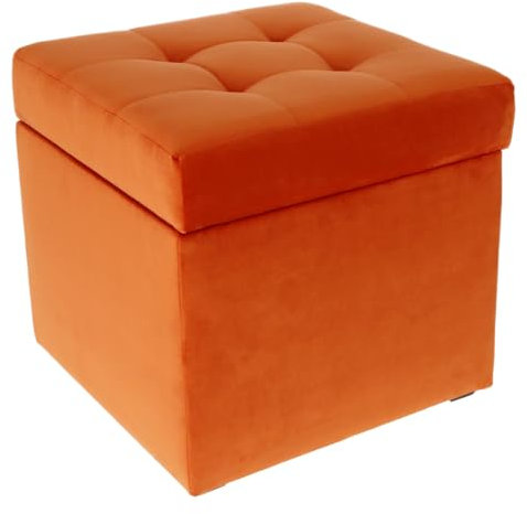 MG Design Polsterhocker 45 x 45 cm Orange mit großem Stauraum (ca. 50 L), bis 300 kg belastbar, weich mit dezentem Schimmer, pflegeleicht – Wohnbereich, Schlafraum & Flur