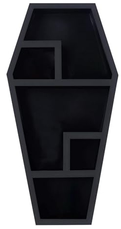 Pzuryhg Sarg-Wandregal, einzigartige Sargaufbewahrung, Regaldekoration – Wanddekoration, in Sargform, gruselige Gothic-Dekoration für Zuhause, schwebendes Sarg-Bücherregal