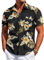 COOFANDY Mens Hawaiian Shirt Short Sleeve Casual Button Down Shirt Flower Printed Beach Tops Summer Holiday Shirt Regular Fit with Pocket Flower-Black XL