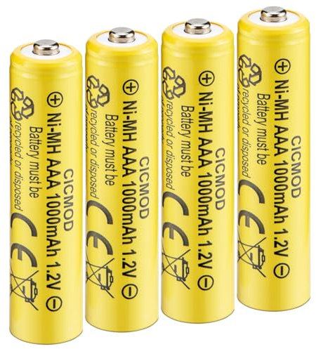 CICMOD 4 Stück AAA Akku 1000mAh Wiederaufladbare AAA Akkubatterien NI-MH 1,2 V Hohe Kapazität Solar Aufladbare Akkus