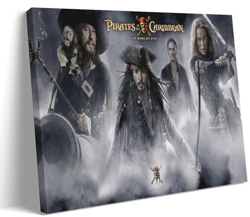 Filmposter Pirates of the Caribbean Captain Jack Sparrow, Kunstposter, dekoratives Leinwandposter, Wandkunst, Wohnen, moderne Familienschlafzimmer-Dekoration, Poster, 60 x 90 cm, Rahmenstil