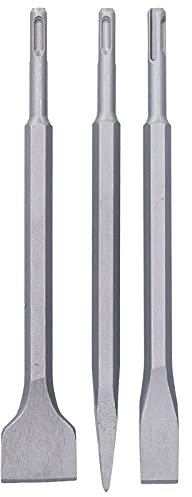 Chisel Kit, Scaling Flat Point Hammer Drill Bits with Extended Length, Carbon Steel, Compatible for Bosch, Electric Hammer Drills (SDS Plus (Round Handle))