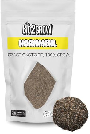 Bio2grow Hornmehl Stickstoffdünger 1KG - Langzeitwirkung & Bodenverbesserung - Für Garten & Beete