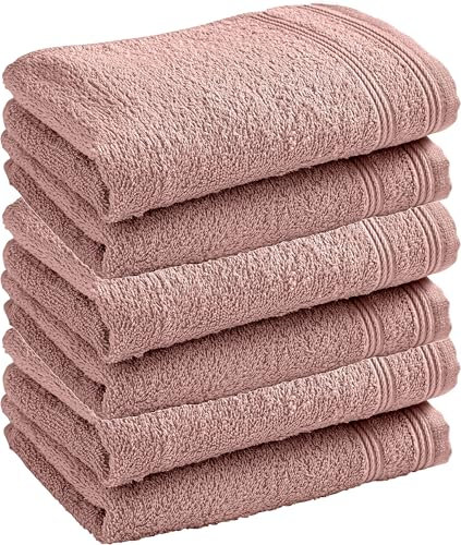 UNIVERSDECOR Lot de 6 Serviettes invité éponge Spa 30 x 50 cm / 400 GR/m² (Vieux Rose)