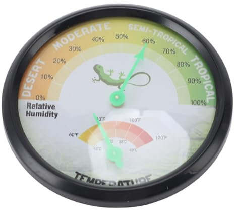 Reptilien -Thermometer und Feuchtigkeitsanzeige, Zeigertyp Mechanischer Thermometer Hygrometer -Zifferblatttemperatur und Feuchtigkeitsanzeige Haustierfeuchtigkeitsmessgerät für
