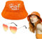 TUONYIS 2 Stück Orange Fischerhut Anglerhut Retro Orange Brillen in Herzform, Aperol Kostüm Damen Set Karneval Kostüm, Party Hut, Dance Dress Up Party Zubehör
