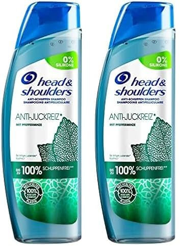 Head & Shoulders Anti-Schuppen Shampoo, Anti-Juckreiz, bis zu 100% Schuppenfrei, Silikonfrei, mit Pfefferminze, Haarpflege, Kopfhautpflege, Frischegefühl, 250ml (Packung mit 2)
