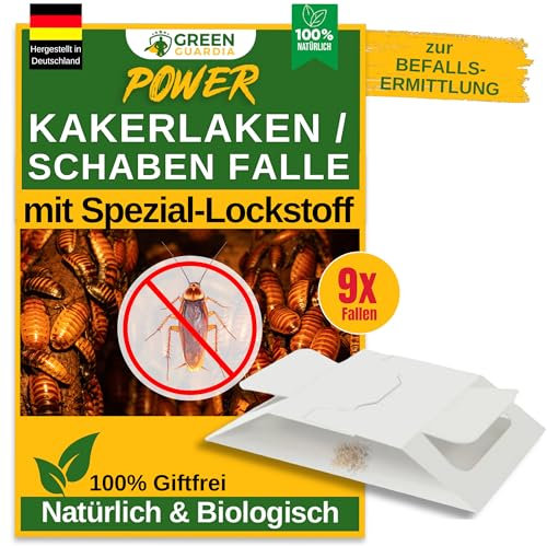 Kakerlaken/Schaben Falle mit Spezial-Lockstoff - 9X Kakerlaken/Schaben Fallen - umweltfreundlich Schaben bekämpfen, Chemiefreie Falle mit starker Klebefläche, giftfrei & geruchsneutral