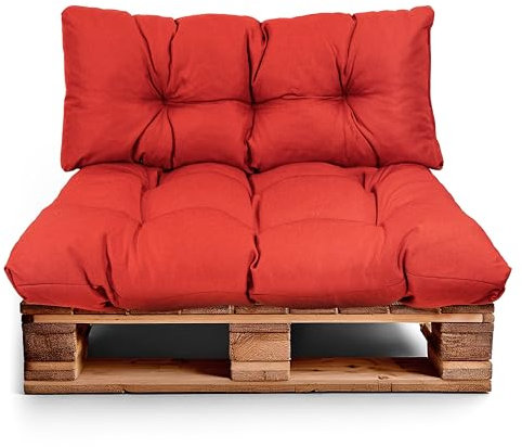 Best Wool Palettenkissen Set – Sitzkissen für Europaletten – Palettenpolster, Gefüllt mit Granuliertem Poulirette-Schaum – Inkl. Sitzkissen 120x80 +Rückenlehne 120x40